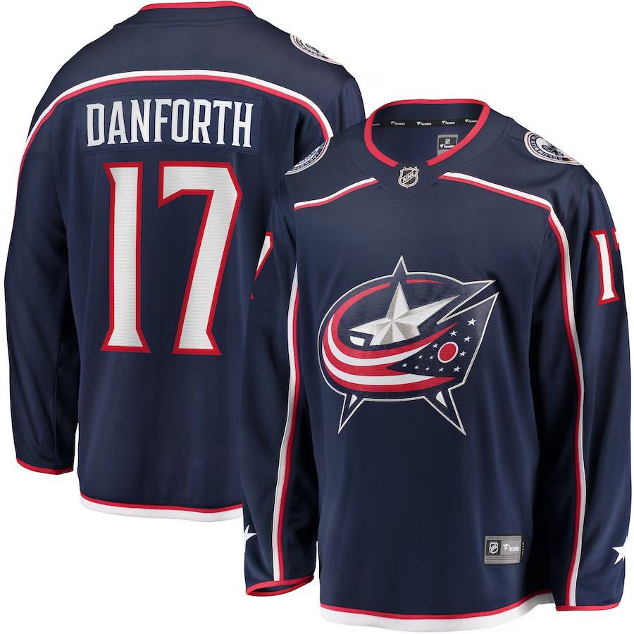 Men Columbus Blue Jackets #17 Justin Danforth Fanatics Branded Navy Home Breakaway Player NHL Jersey->columbus blue jackets->NHL Jersey